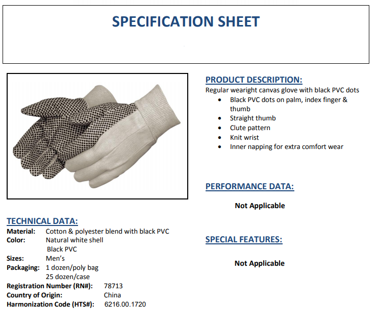 when to use Product Specification Sheet